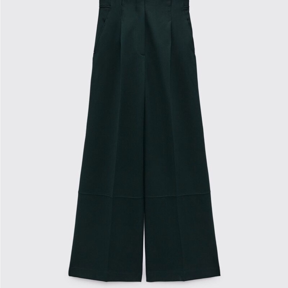 Nwt Zara high waisted bottle green pants